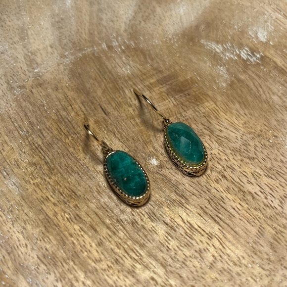 LIRM Faceted Green Onyx Gold Vermeil Over Sterling Silver Dangle Earrings - Picture 5 of 14